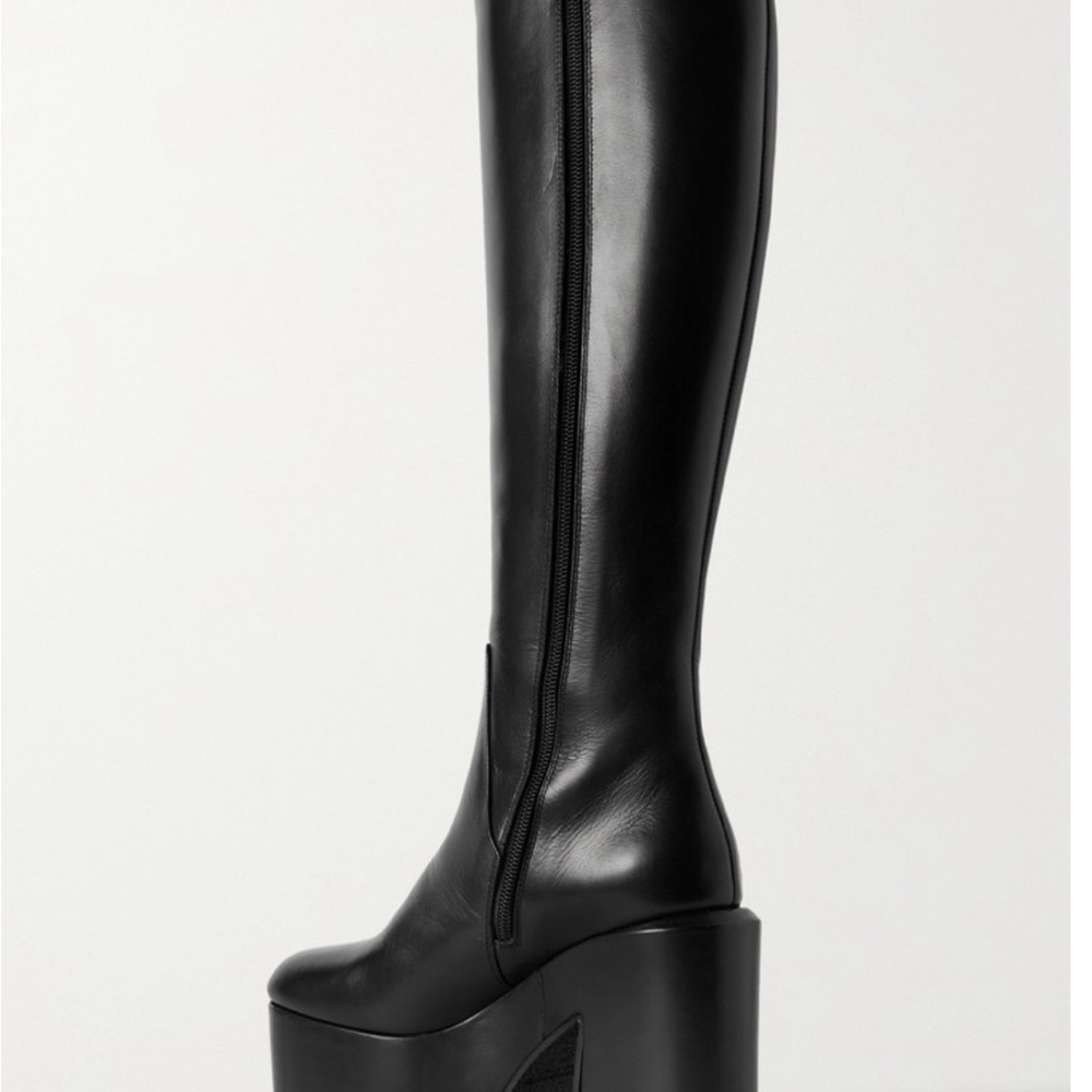 Dries Van Noten Women's Black Leather Platform Boots Size 39 1/2 - Picture 3 of 8